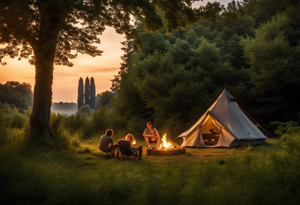 Camping près de Bergerac en été