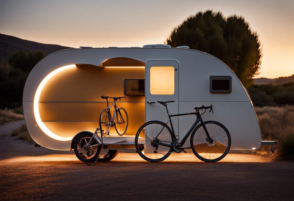 Porte vélo sur caravane en mouvement
